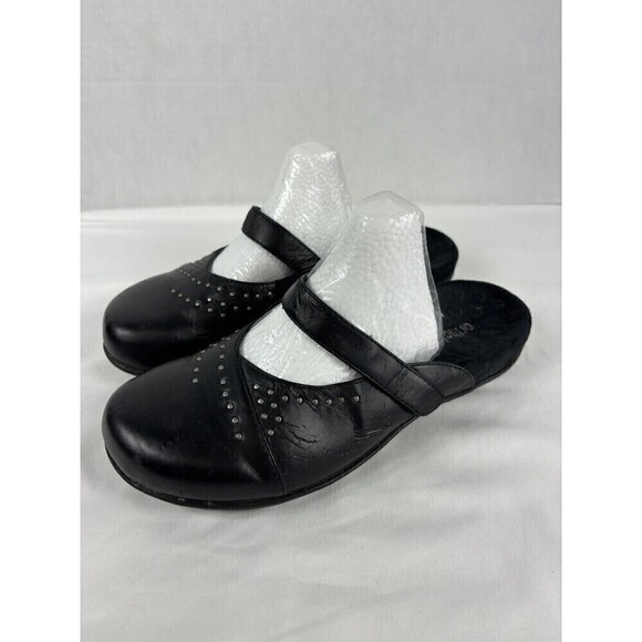 Orthaheel Airlie Mules Clogs Slip On Black Leather Size 9 Arch Support Orthotic - Picture 1 of 8